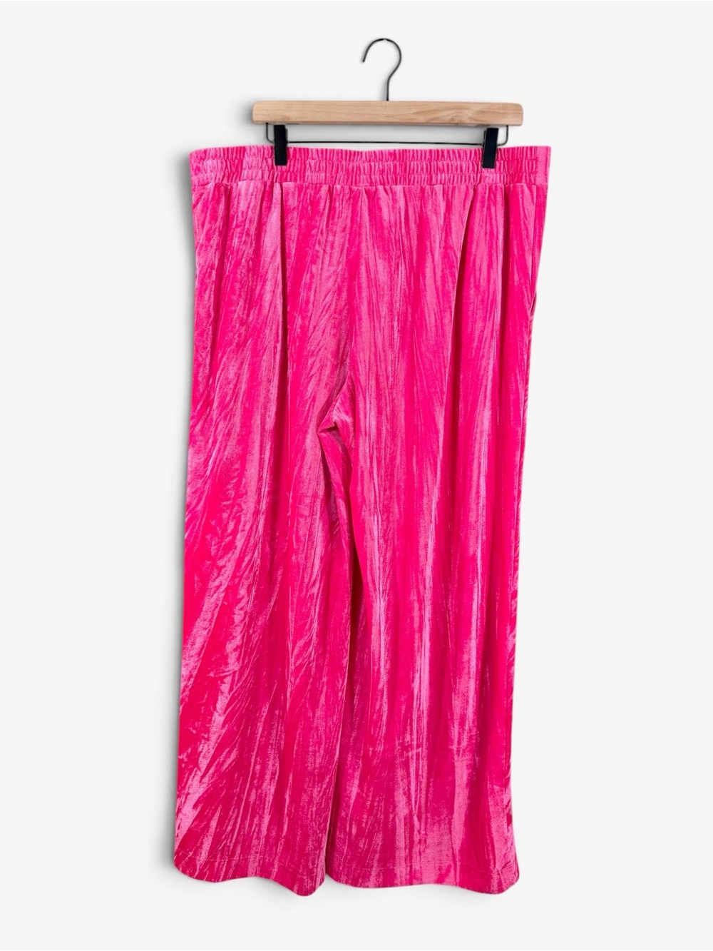 A New Day Pink Crushed Velvet Wide Leg Pants XL High Rise Party Holiday - Picture 5 of 9